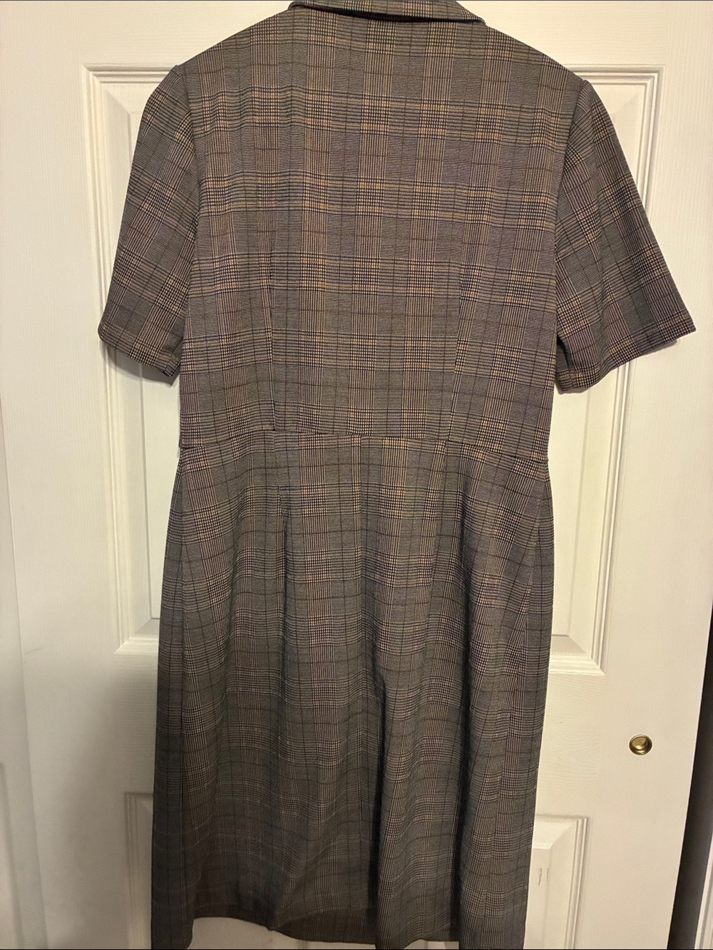 Shelby & Palmer Plaid Double-Breasted Midi Dress in Brown and Gray - Picture 2 of 2
